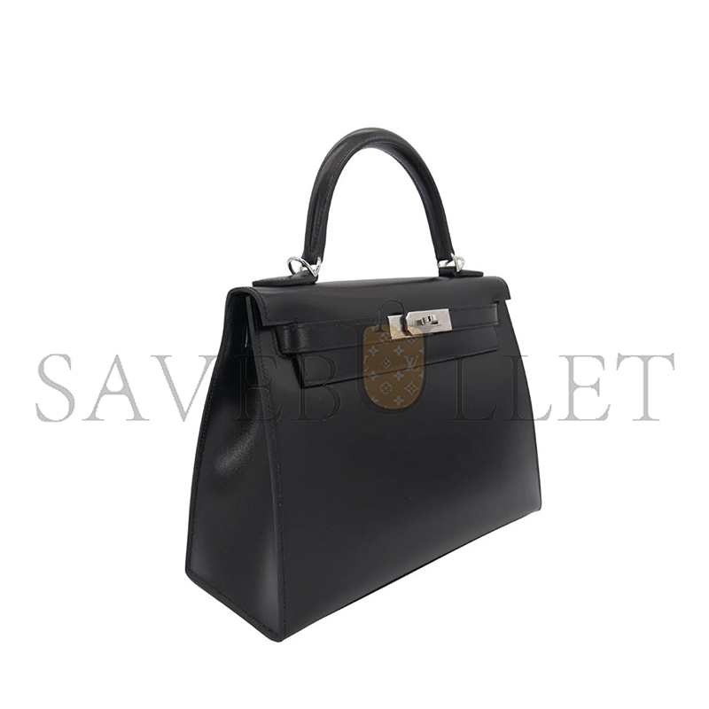 H**mes master kelly 28 sellier black box calf leather palladium hardware (28*22*10cm)